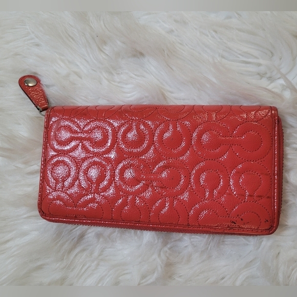 Coach Handbags - Rare Vintage Coach Embossed Pink Coral Wallet OBO